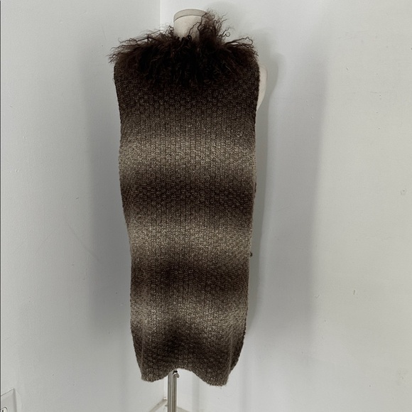 Vintage Y2K Mongolian Fur Knit Vest Alberto Makali NYC Large - Picture 4 of 6